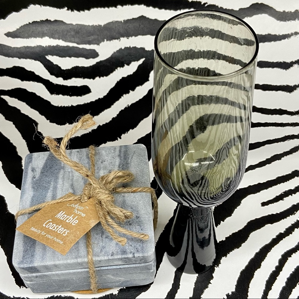 Genuine Marble Coasters Set of 4 Holiday Table Decor
